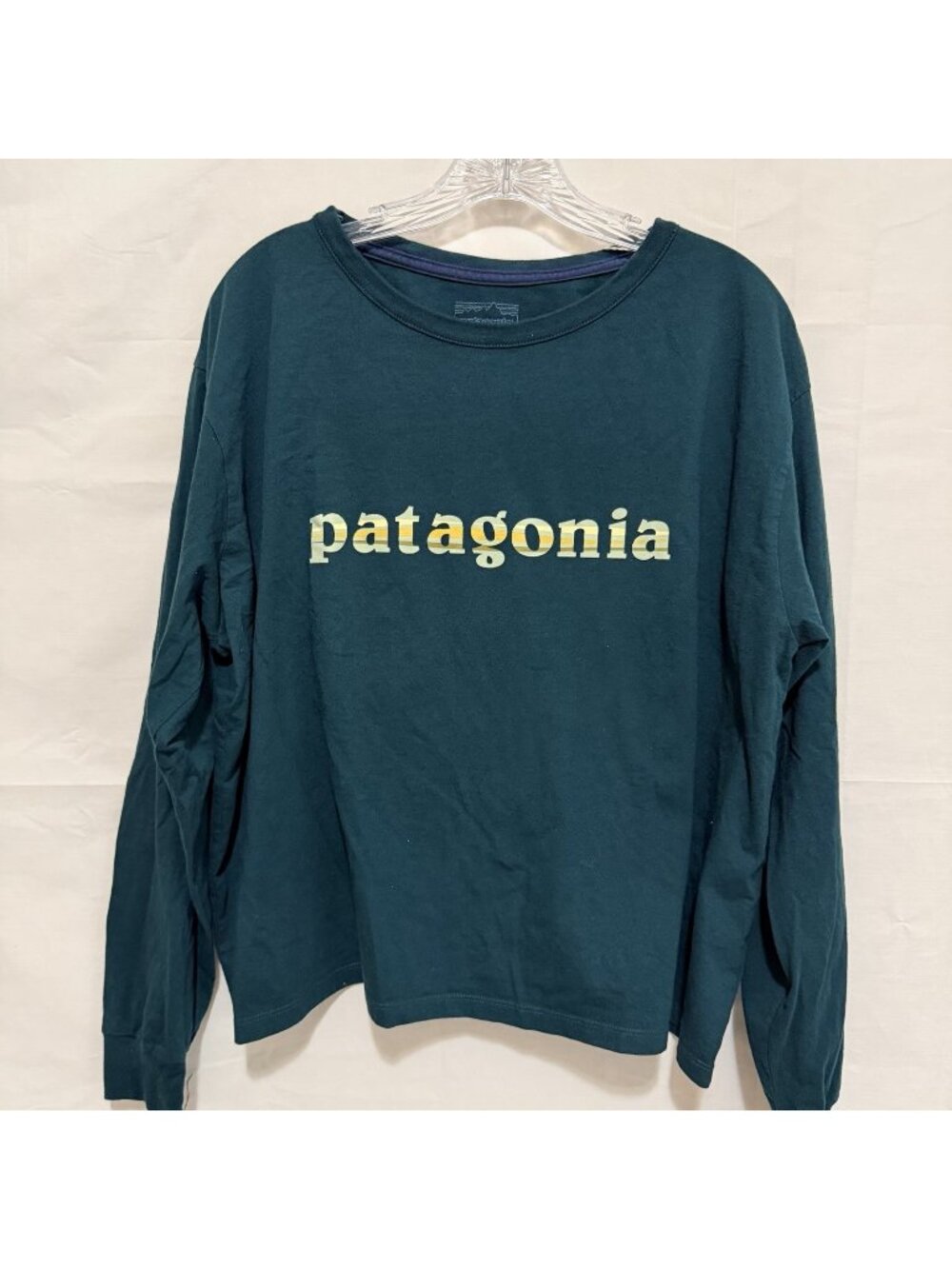 Patagonia Women's 73 Text Logo Easy Cut Organic Long Sleeve T-Shirt Large